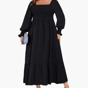 Square Neck Ruffle Hem Maxi Dress